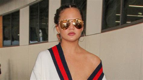 chrissy teigen gucci tracksuit|Chrissy Teigen in the Gucci Cardigan Coat at Los .